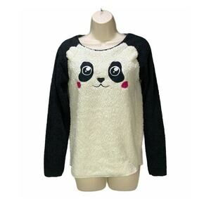 Green Soda Girls Panda Bear Sweatshirt Size XL Fuzzy Fur Long Sleeve Pullover